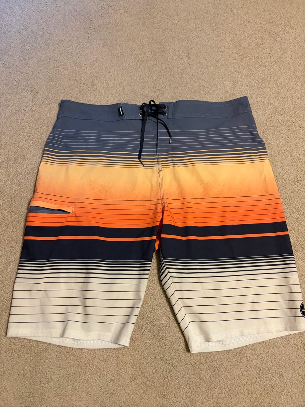 Men's Gradient Stripe Boardshorts - Orange & Navy Sz 34